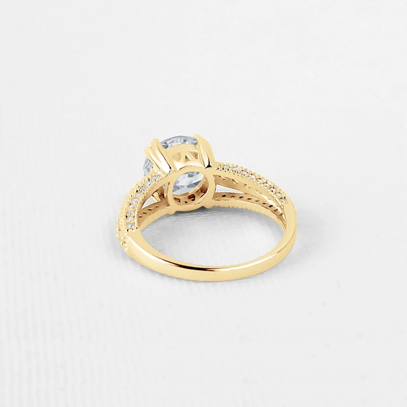 Lnngy Real 10K Yellow Gold Wedding Rings Round Cut 9mm 3ct Moissanite Engagement Ring for Women Jewelry Gift Bijoux Bague