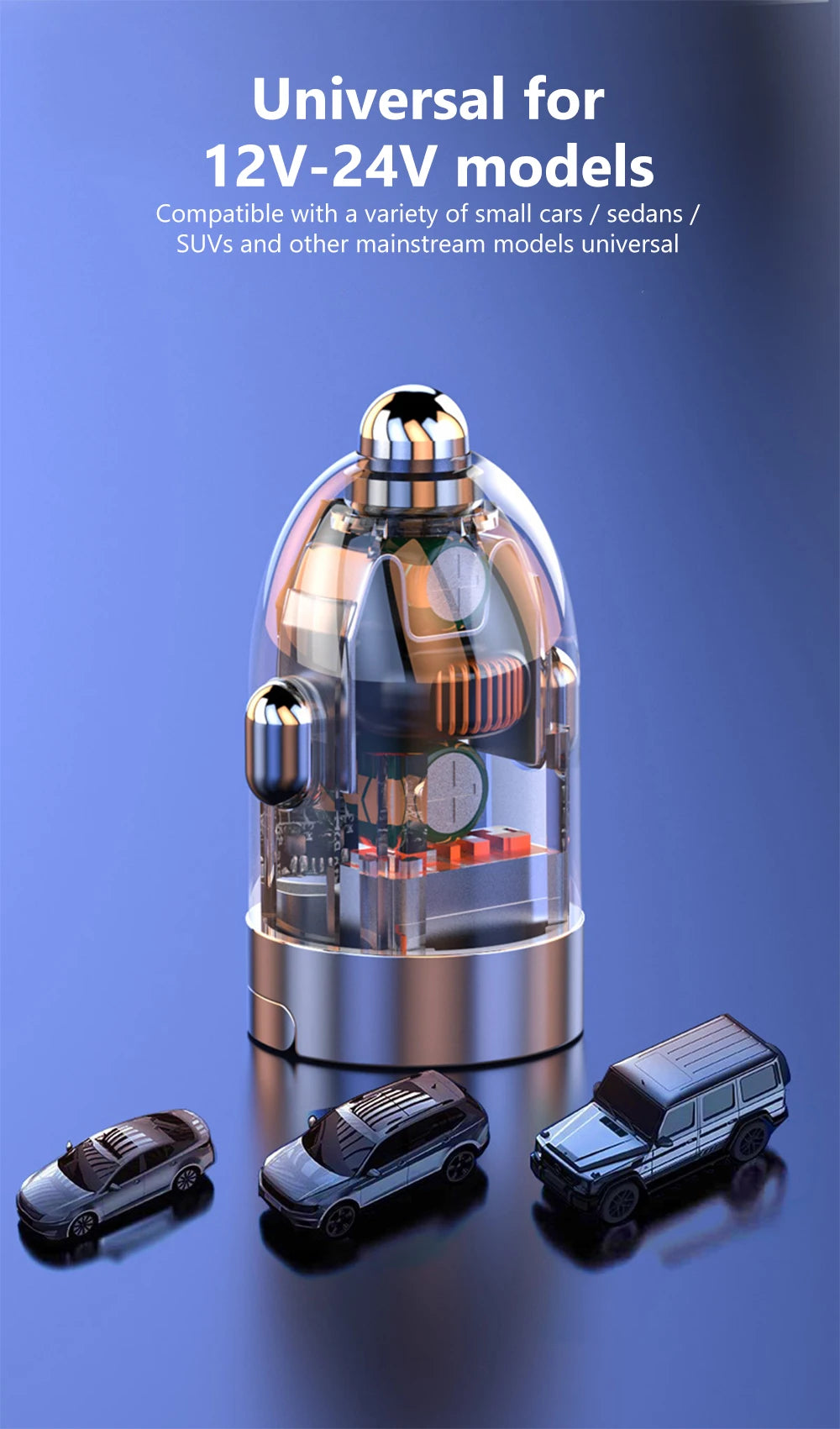 120W Transparent Invisible Pull Ring Car Charger USB Type C Fast Charging QC3.0 PD Phone Charger for iPhone Xiaomi Samsung