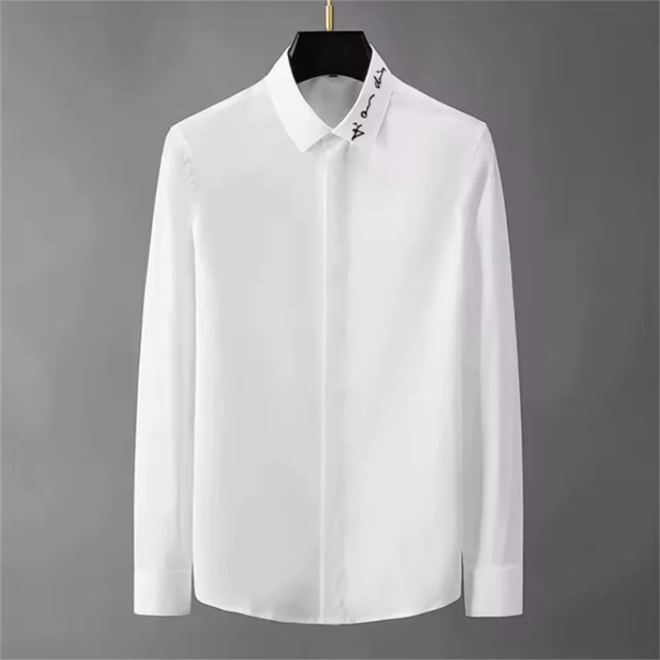 Basic Shirt Men's Long-sleeved Casual Shirt Fashion Trend High-end Plus Size Men's Clothing S-5XL funny shirt camisas masculino