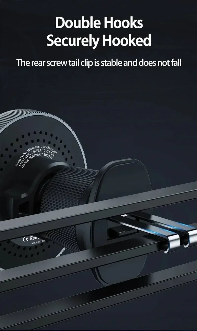 Qi2/Cooler Magnetic Wireless Car Charger LED Light Air Outlet Phone Holder for iPhone 16/15/14/13 Pro Max Fast Charging Station