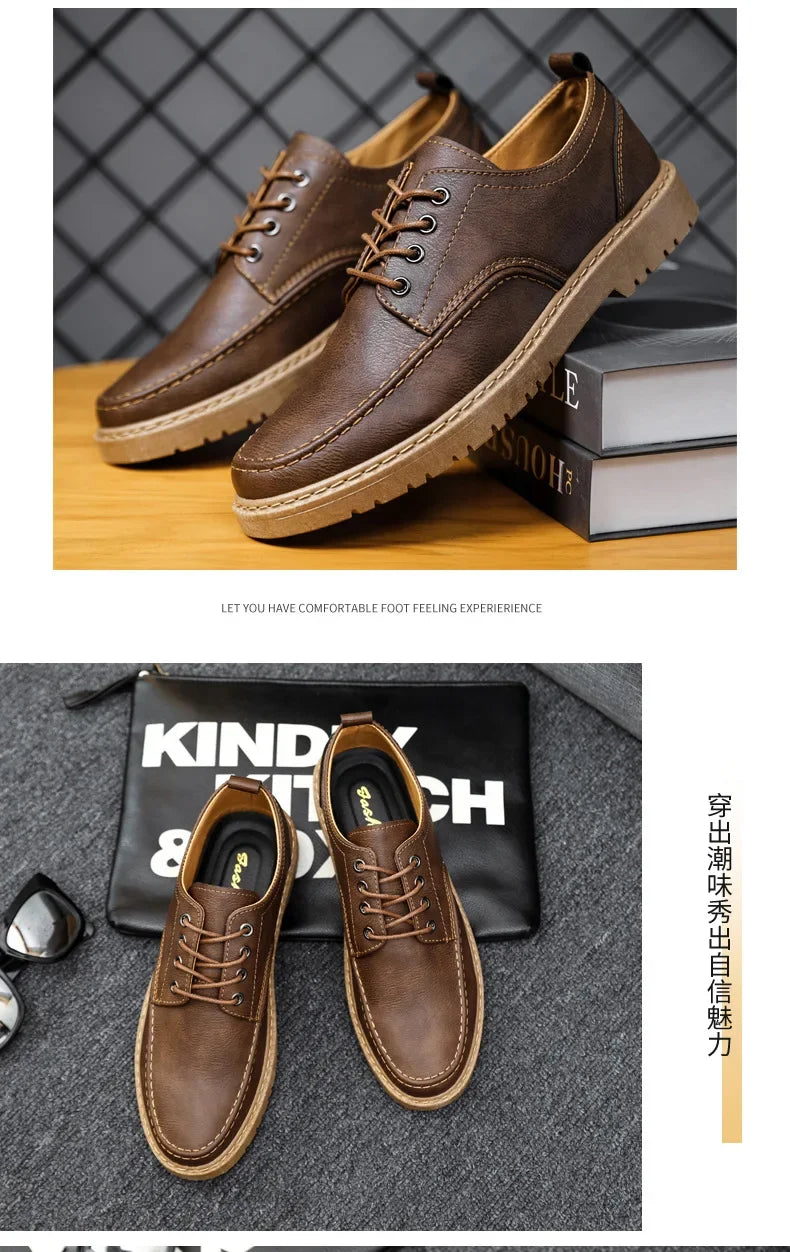 British Style Men Casual Shoes Quality Comfortable Men Leather Shoes Soft Wear-resistant Male Social Dress Shoe Chaussure Hommes