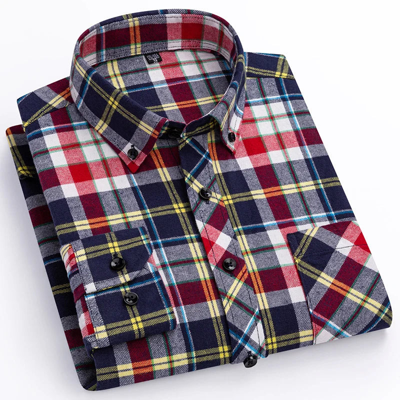 plus size 8XL100%cotton sanding long-sleeve shirts for men slim fit casual plain shirt soft palid tops designer elegant clothes