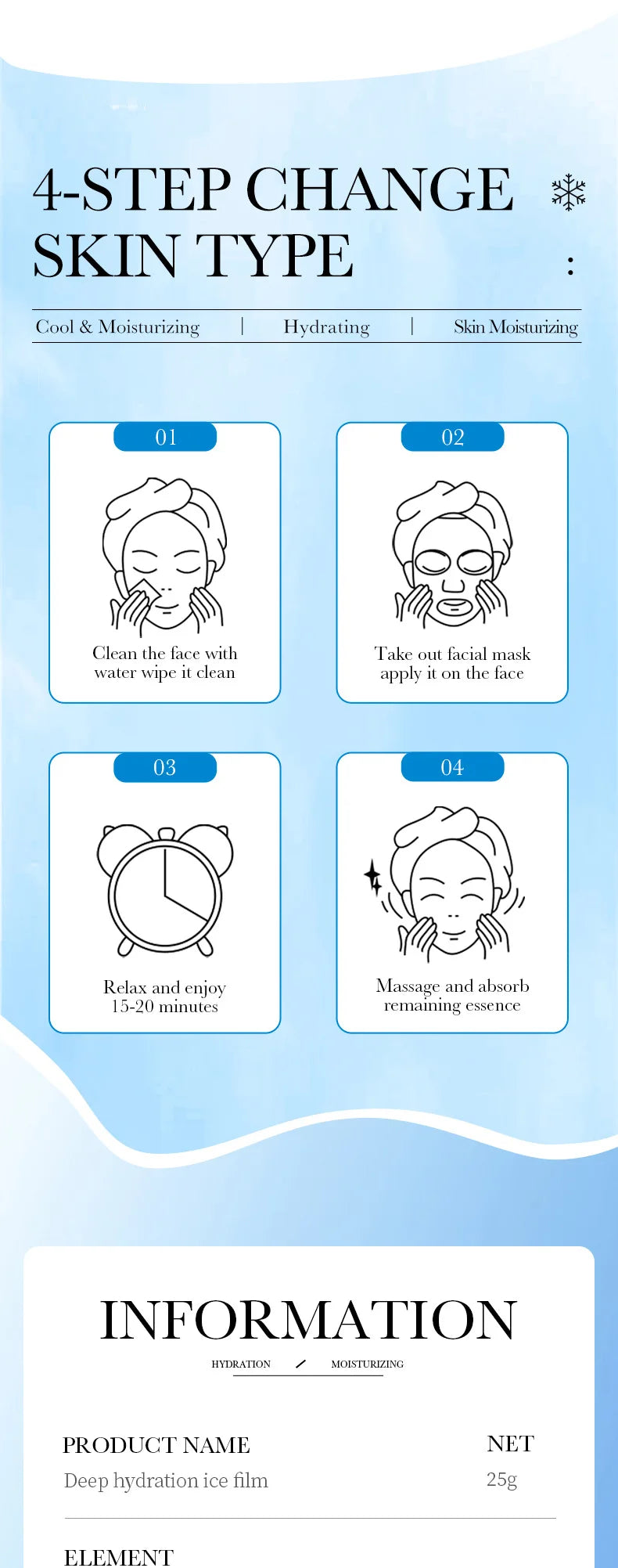 5pcs SADOER Ice Masks for Face Deep Hydrating Moisturizing Brightening Firming Face Mask Sheet Facial Masks Beauty Skin Care