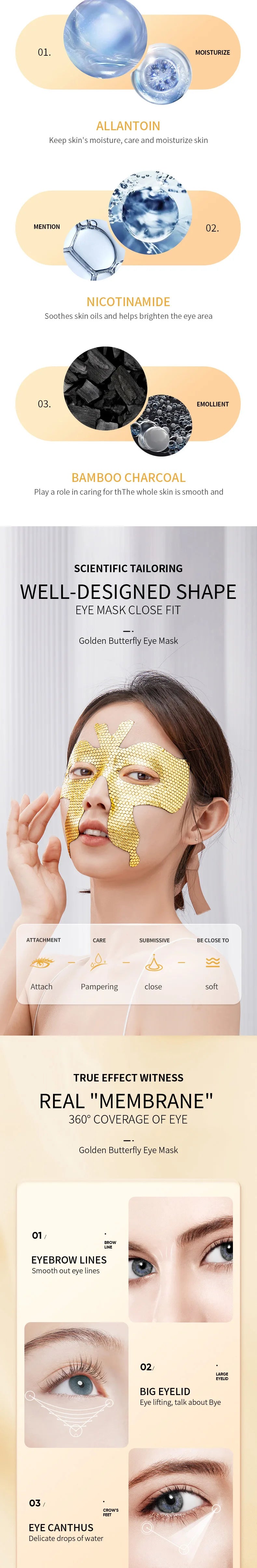 10pcs SADOER Peptide Golden Collagen Eye Mask Moisturizing Firming Smooth Anti Dark Circle Eye Pathes Eyes Masks Skin Care