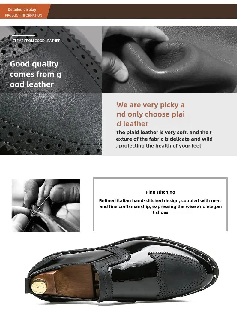 Fashionable Formal Men Shoes Lightweight Outdoor Loafers Thick Soled Wear-resistant Leather Shoes Black Gold andSilverSizes38-48