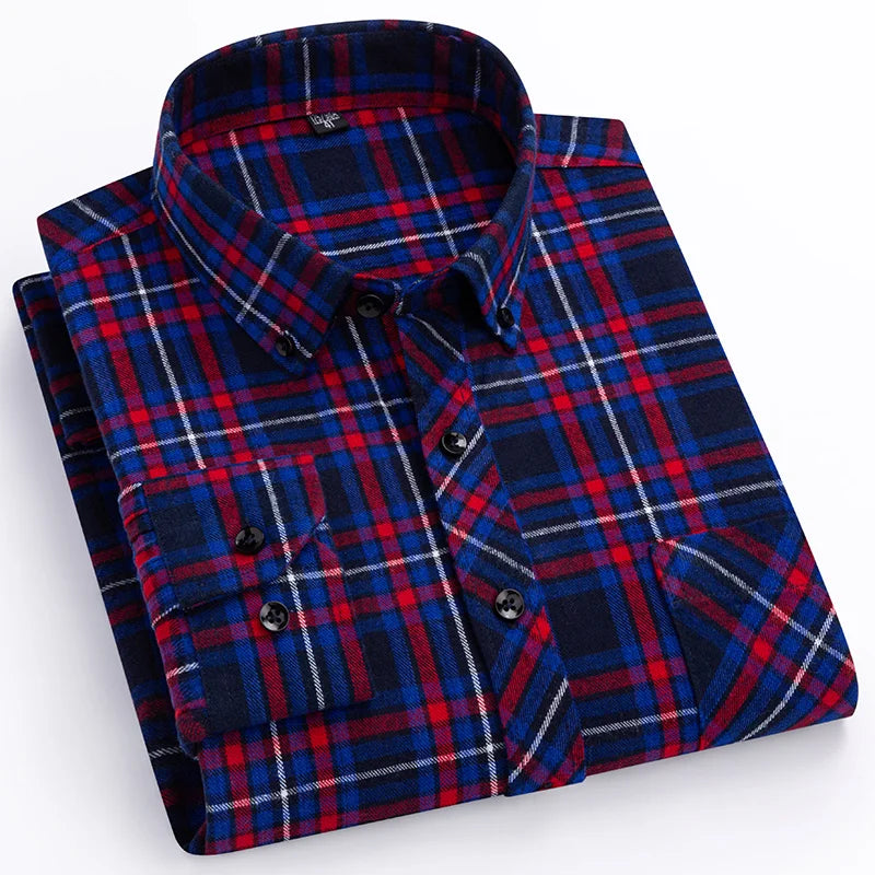 plus size 8XL100%cotton sanding long-sleeve shirts for men slim fit casual plain shirt soft palid tops designer elegant clothes
