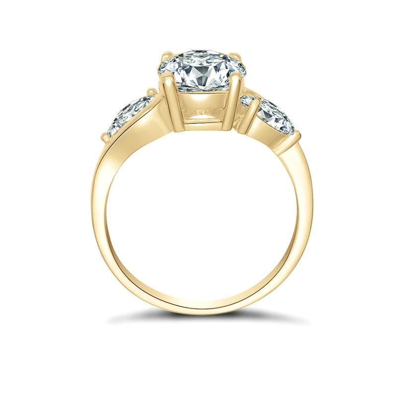 Lnngy Exquisite 7.5mm 1.5CT  Moissanite Rings Certified 10K Pure Gold Three Stone Engagement Ring For Women Lab Diamond Jewelry