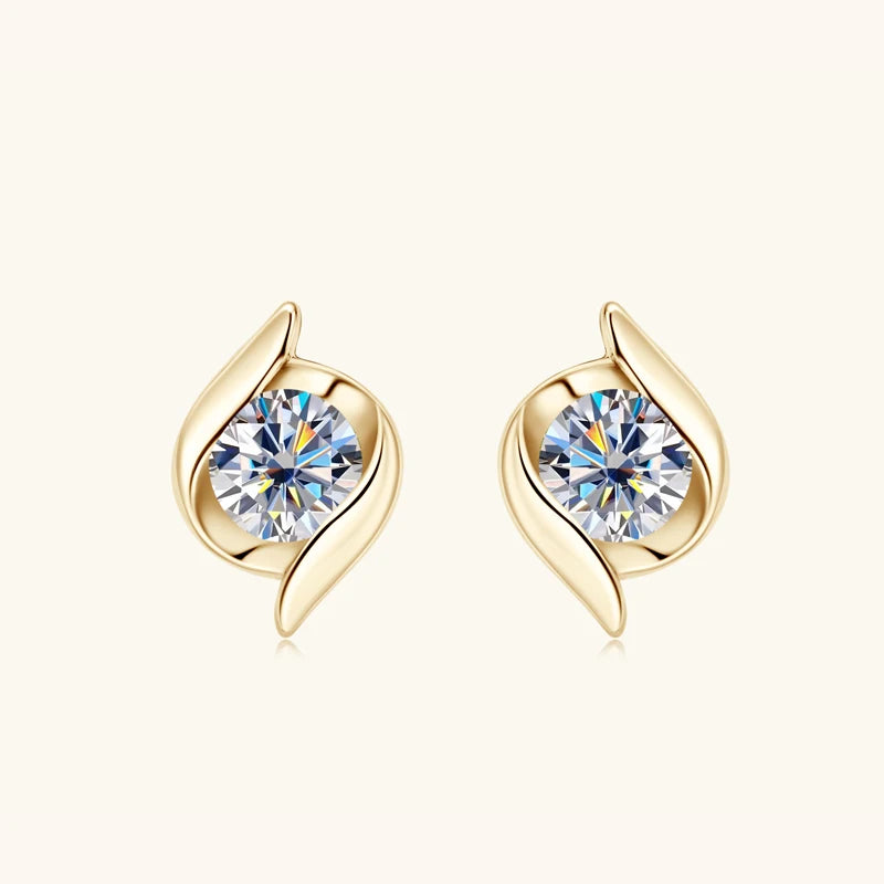 Gold Plated Silver 925 Real Moissanite Jewelry Set for Women 2.0ctw D Color Lab Diamond Stud Earrings Pendant Necklace Sets Gift