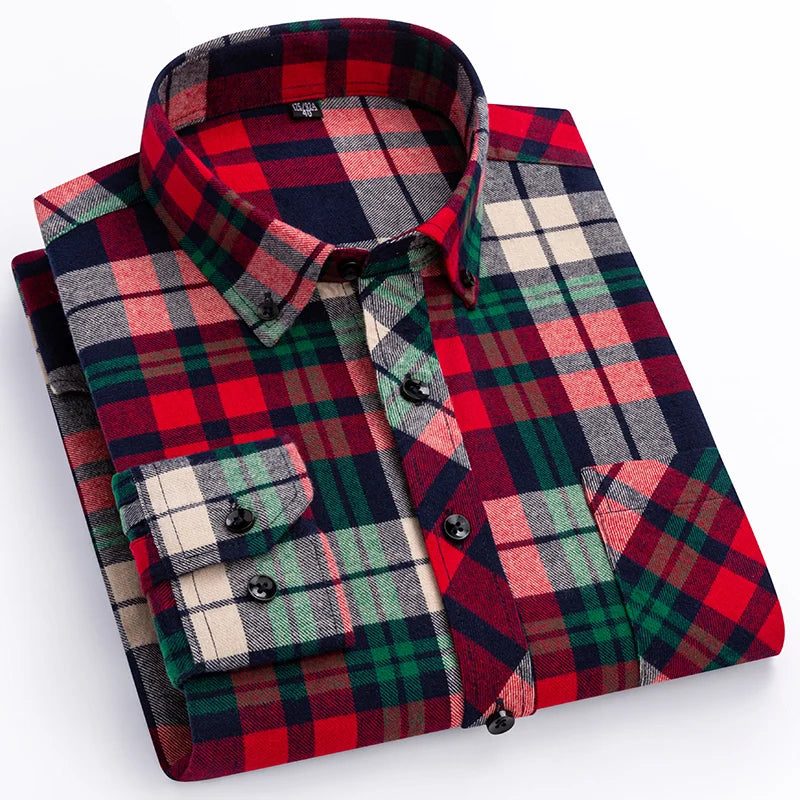 plus size 8XL100%cotton sanding long-sleeve shirts for men slim fit casual plain shirt soft palid tops designer elegant clothes