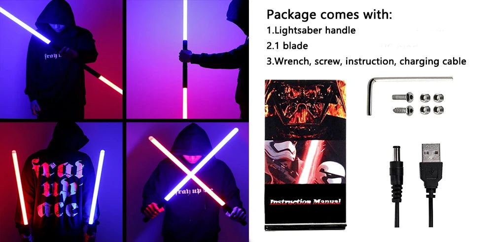 RGB Metal Lightsaber Dueling Smooth Swing Laser Sword Sabre De Luz 16 Color Changing 16 Sounds FOC Rave Weapon Flashing Toy