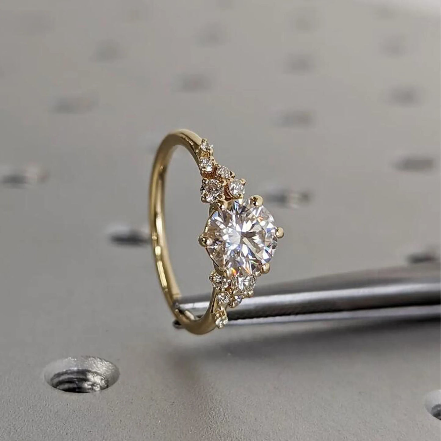 14k Plated 1-3CT All Moissanite Rings for Women Sparkly Luxury Wedding Diamond Band 925 Sterling Silver Jewelry GRA Certificate