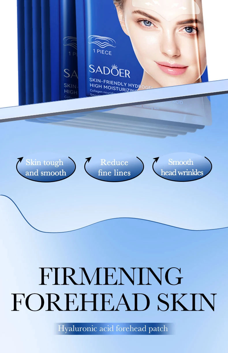 10pcs SADOER Hyaluronic Acid Collagen Face Mask For Forehead Eyes Cheek Moisturizing Firming Hydrating Facial Patches Skin Care