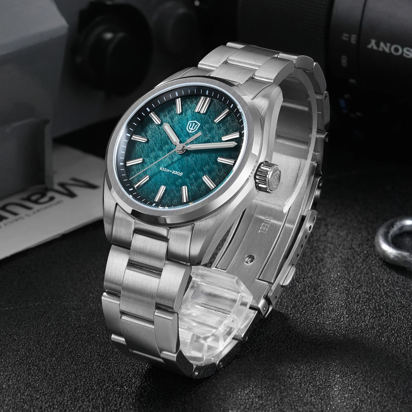 Watchdives WD0003B Original Design Aventurine Dial Men Watch VH31 Sweep Seconds Quartz Movement 36mm Watches Luminous Waterproof