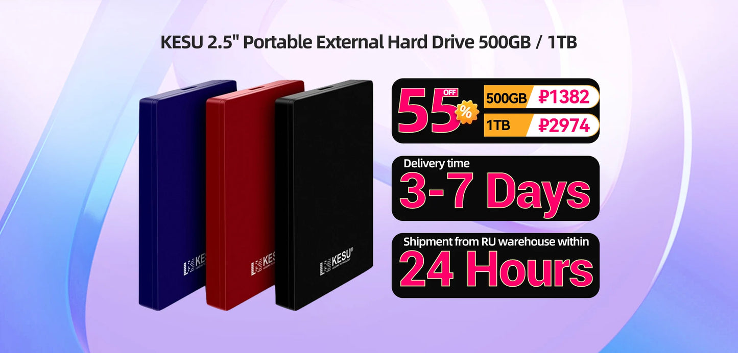 KESU HDD 2.5" Portable External Hard Drive 2tb/1tb/500gb/750gb USB3.0 disk memory  for PC tablets PS4 notebook Desktop Computer