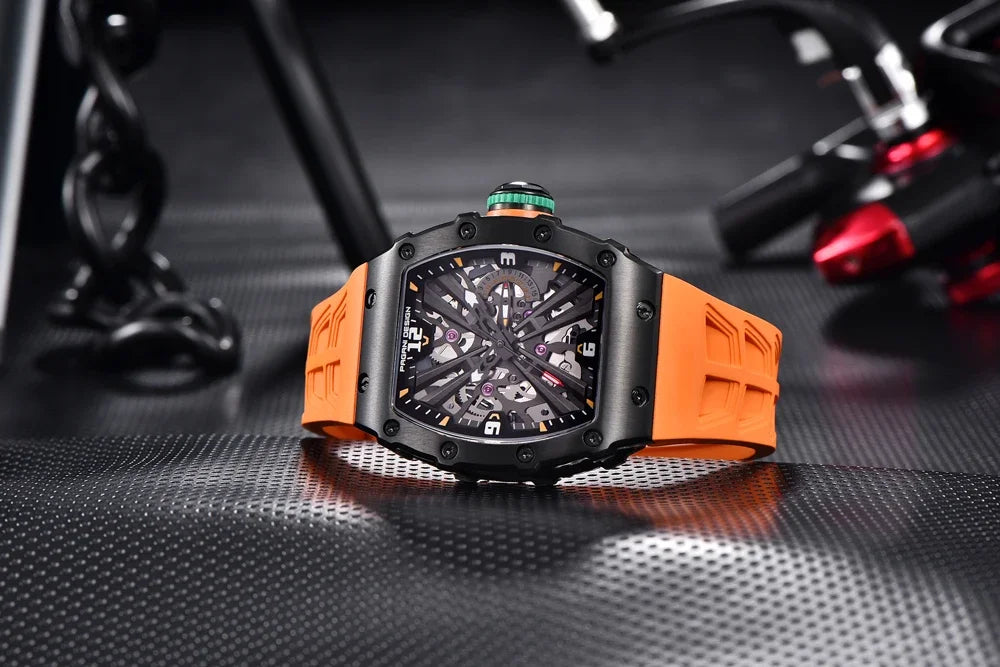 PAGANI DESIGN 2024 Luxury Mens Quartz Watches Barrel Shape Waterproof Wrist Watch For Men VH65 Silicone Luminous Sapphire Mirror