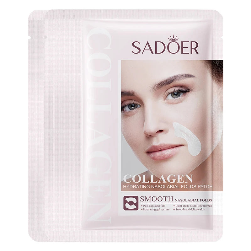 10pcs SADOER Hyaluronic Acid Collagen Face Mask For Forehead Eyes Cheek Moisturizing Firming Hydrating Facial Patches Skin Care