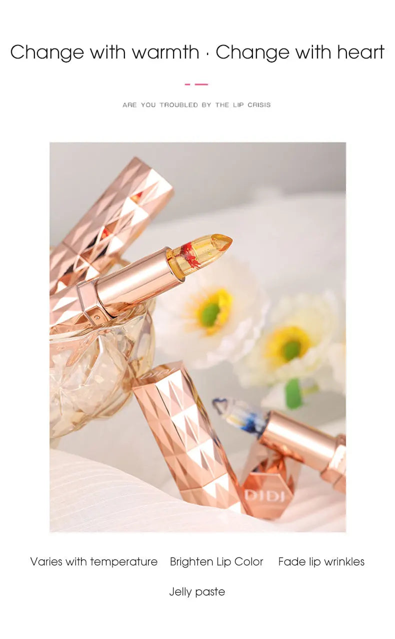Jelly color-changing lipstick, warm and long-lasting, moisturizing and not easy to stick to the cup of flower lip balm