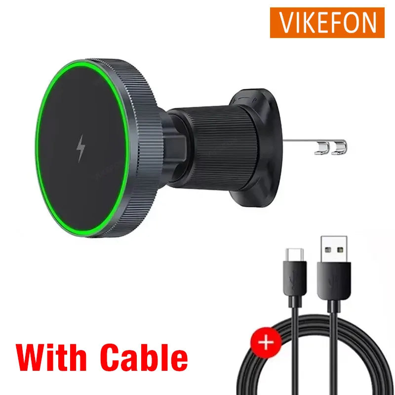 Qi2/Cooler Magnetic Wireless Car Charger LED Light Air Outlet Phone Holder for iPhone 16/15/14/13 Pro Max Fast Charging Station