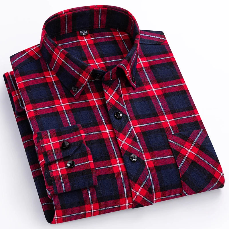plus size 8XL100%cotton sanding long-sleeve shirts for men slim fit casual plain shirt soft palid tops designer elegant clothes
