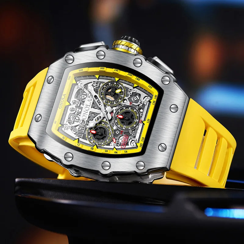 Original Fashion Watch for Men Famous Brand Stainless Steel Tonneau Quartz Clock High Quality Waterproof Timer Relojes Hot Sale