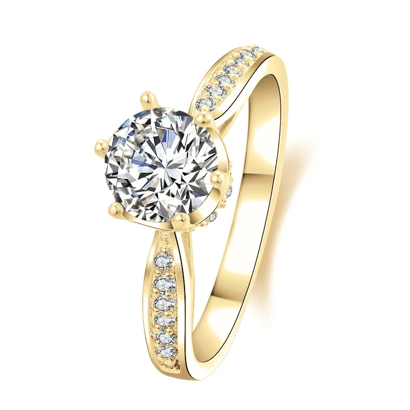 Lnngy 1.0 Carat Moissanite Rings With Certificate 10K Solid Gold Engagement Ring For Women Stacking Trendy Wedding Jewelry