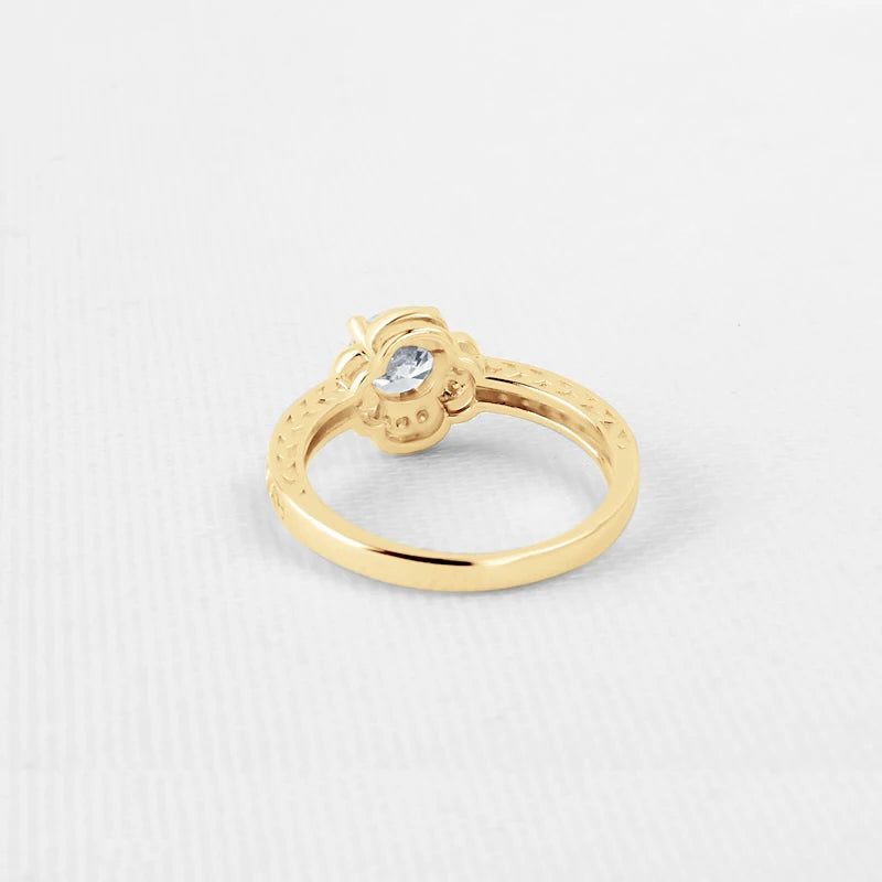 Lnngy 10K Solid Gold Flower Shape Rings Certified 0.8ct Round Cut Moissanite Wedding Ring for Women Romantic Dazzling Jewelry
