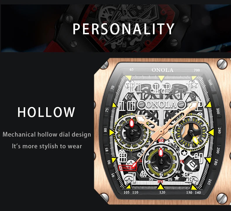Original Fashion Watch for Men Famous Brand Stainless Steel Tonneau Quartz Clock High Quality Waterproof Timer Relojes Hot Sale