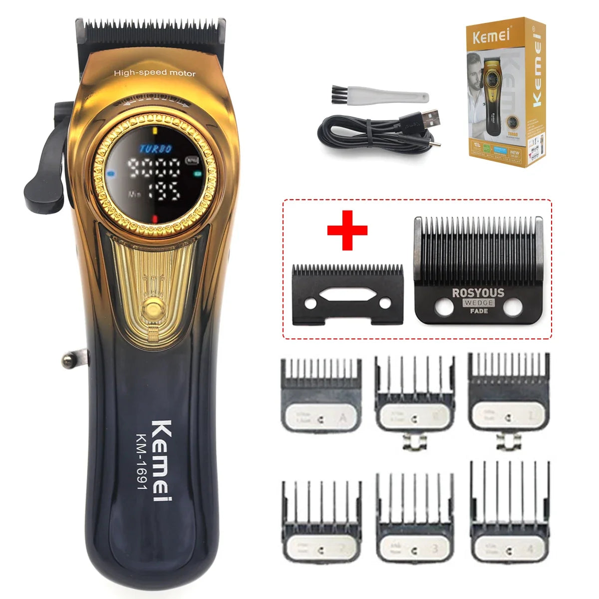 Kemei KM-1691 Baber Professional Hair Clipper Hair Cutting Machine  For Men Electric Hair Trimmer Men Gift 9000RPM 10W