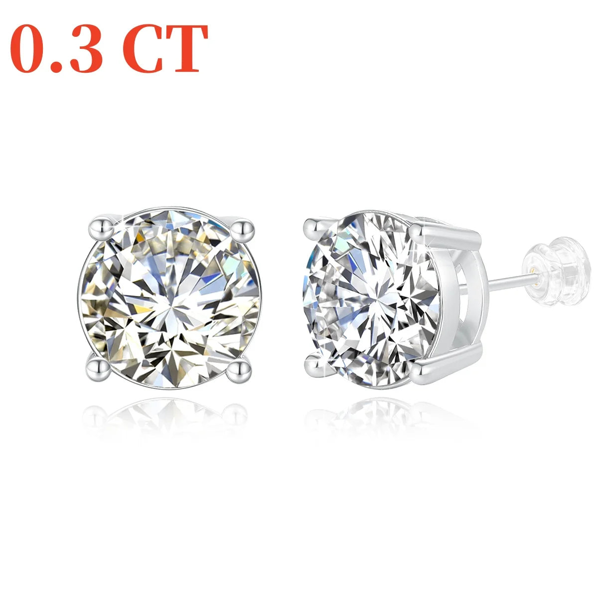 Genuine 18K Gold Moissanite Stud Earrings 2ct Diamond Earrings Classic Trendy for Women Wedding Gifts Fine Jewelry