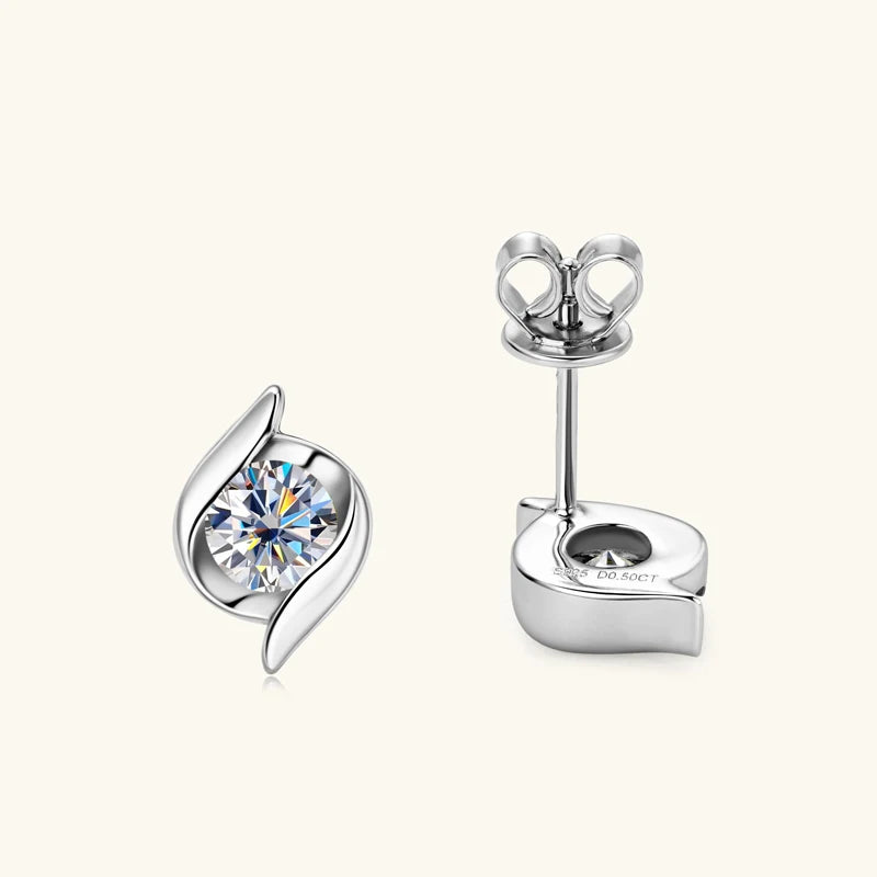 Gold Plated Silver 925 Real Moissanite Jewelry Set for Women 2.0ctw D Color Lab Diamond Stud Earrings Pendant Necklace Sets Gift