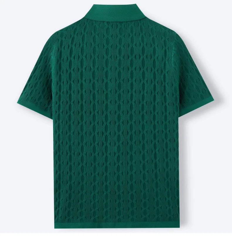 Men Solid Shirt Turn Down Collar Shirt Business Short Sleeve Blouses Knitted Single Breasted Loose Button Summer Cardigan