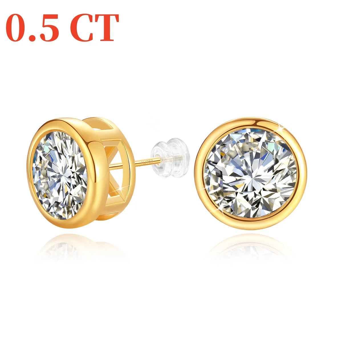 Genuine 18K Gold Moissanite Stud Earrings 2ct Diamond Earrings Classic Trendy for Women Wedding Gifts Fine Jewelry