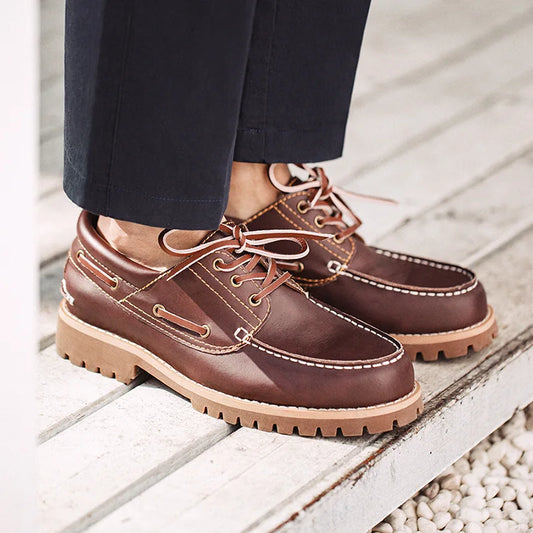 Maden 2023 New Men's Fashion Retro Low-top British Style Work Shoes Casual Leather Breathable Boat Shoes 44 Size