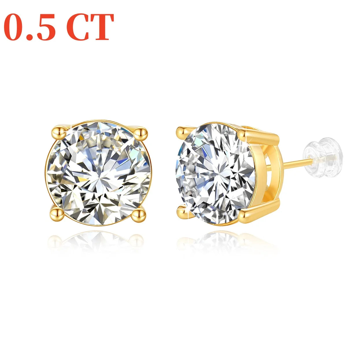 Genuine 18K Gold Moissanite Stud Earrings 2ct Diamond Earrings Classic Trendy for Women Wedding Gifts Fine Jewelry