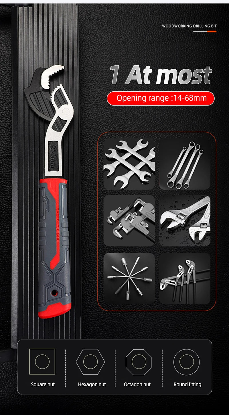AIRAJ Universal Wrench Multi-Function Adjustable Wrench Fast Wrench CR-V Bathroom Pipe Wrench Plumber Multi Hand Tool