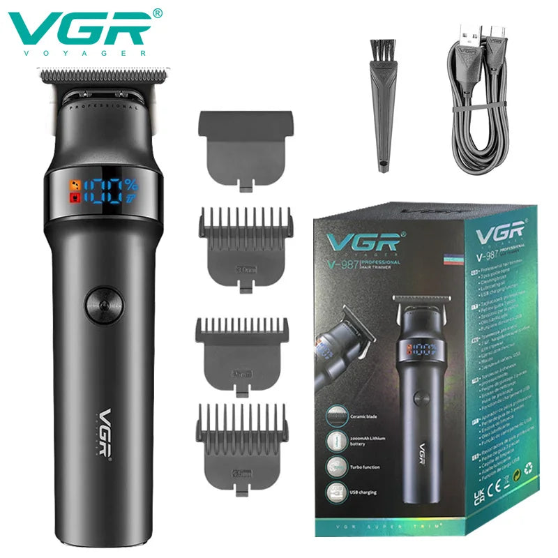 VGR Professional Beard Hair Trimmer For Men Electric Hair Clipper Waterproof Facial Trimer Haircut Machine Rechargeable V-987