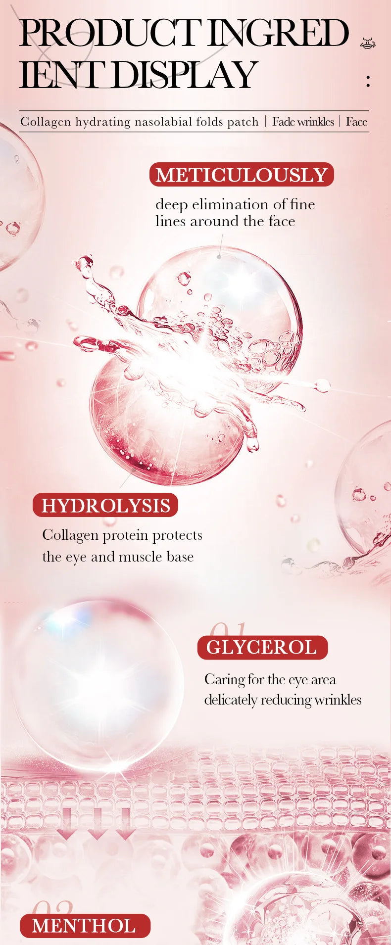 10pcs SADOER Hyaluronic Acid Collagen Face Mask For Forehead Eyes Cheek Moisturizing Firming Hydrating Facial Patches Skin Care
