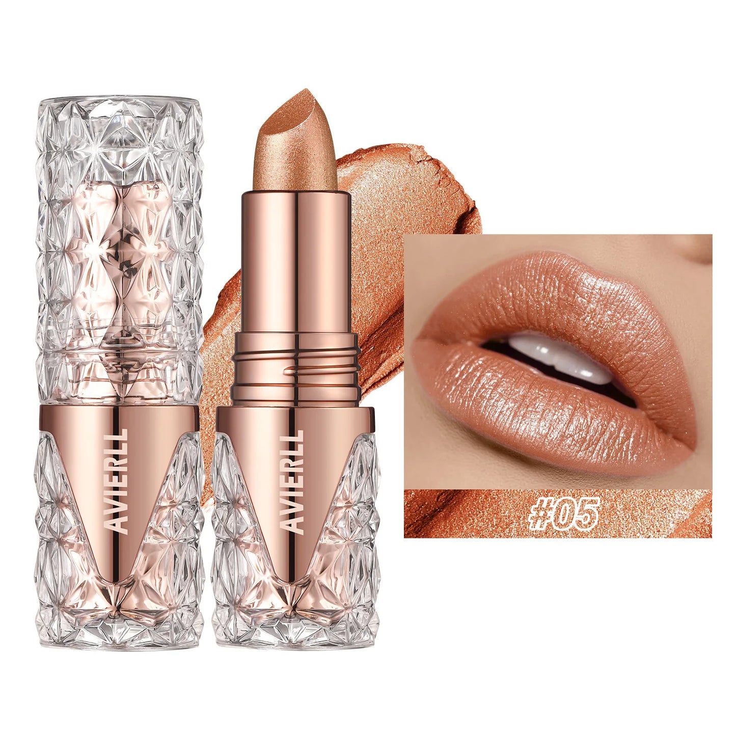 6 Colors 3 in 1 Pearlescent Sparkling Lipstick Matte Glitter Waterproof Long Lasting Pearl Shine Lip Gloss Shimmer Sexy Makeup