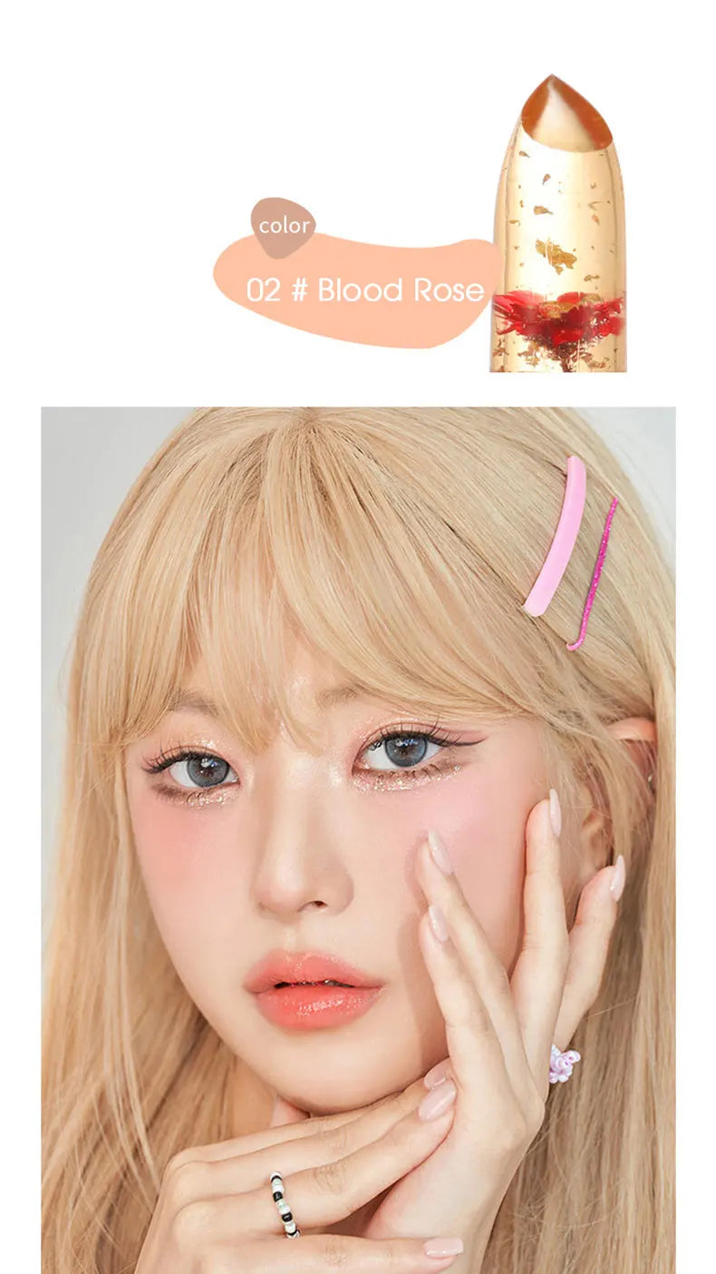 Jelly color-changing lipstick, warm and long-lasting, moisturizing and not easy to stick to the cup of flower lip balm
