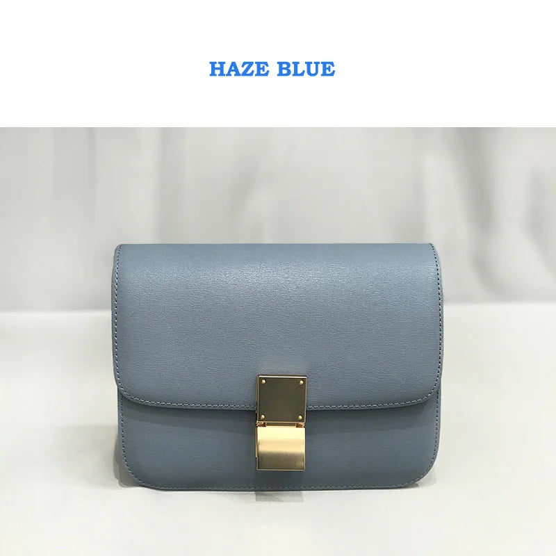 Women Shoulder Bag Female Split Leather Ins Vintage Messenger Lady Small Square Palm Texture Printing Box Flap Underarm Bag 2022