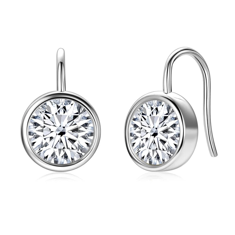 Lnngy Certified 925 Sterling Silver Stud Earring for Women Sparkling Round Cut 8MM 2CT Moissanite Earrings Fashion Jewelry Gift