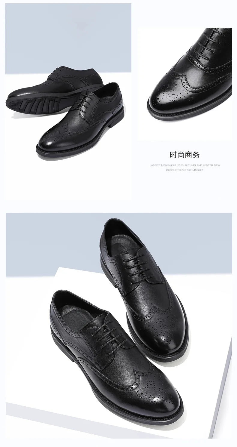 2025 New Handcrafted Mens Oxford Shoes Business Formal Classic Shoes Man Genuine Calfskin Leather Brogue Dress Shoes Homme