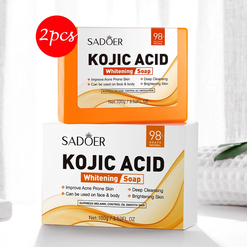 1/2pcs SADOER Kojic Acid Facial Soap Face Wash Foam Facial Cleanser Moisturizing Hydrating Oil Control Body Bathing Soap