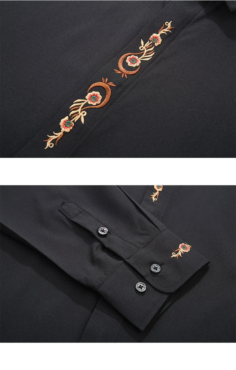 New Autumn Men's Long Sleeve Shirt Plus Size 7XL 8XL 10XL 12XL Embroidered Business Dress Loose Casual Elasticity Blouse Clothes