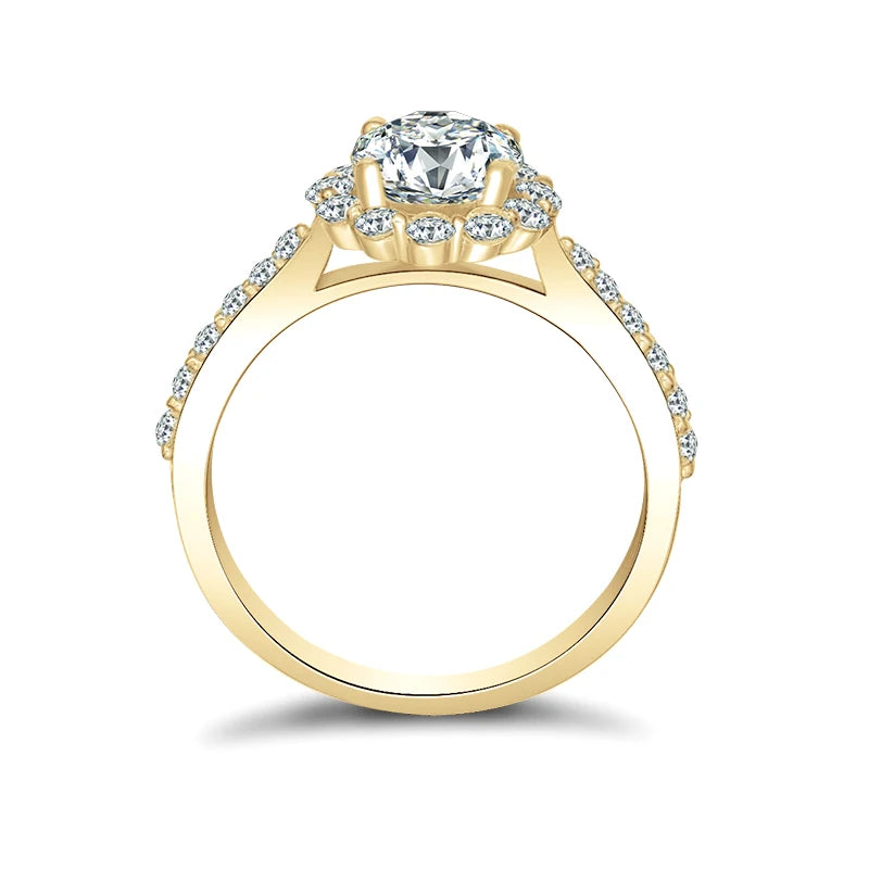 Lnngy 10K Solid Gold Women Rings Certified 1.0 Carat Round Cut Moissanite Engagement Ring for Couples Valentine's Day Xmas Gift