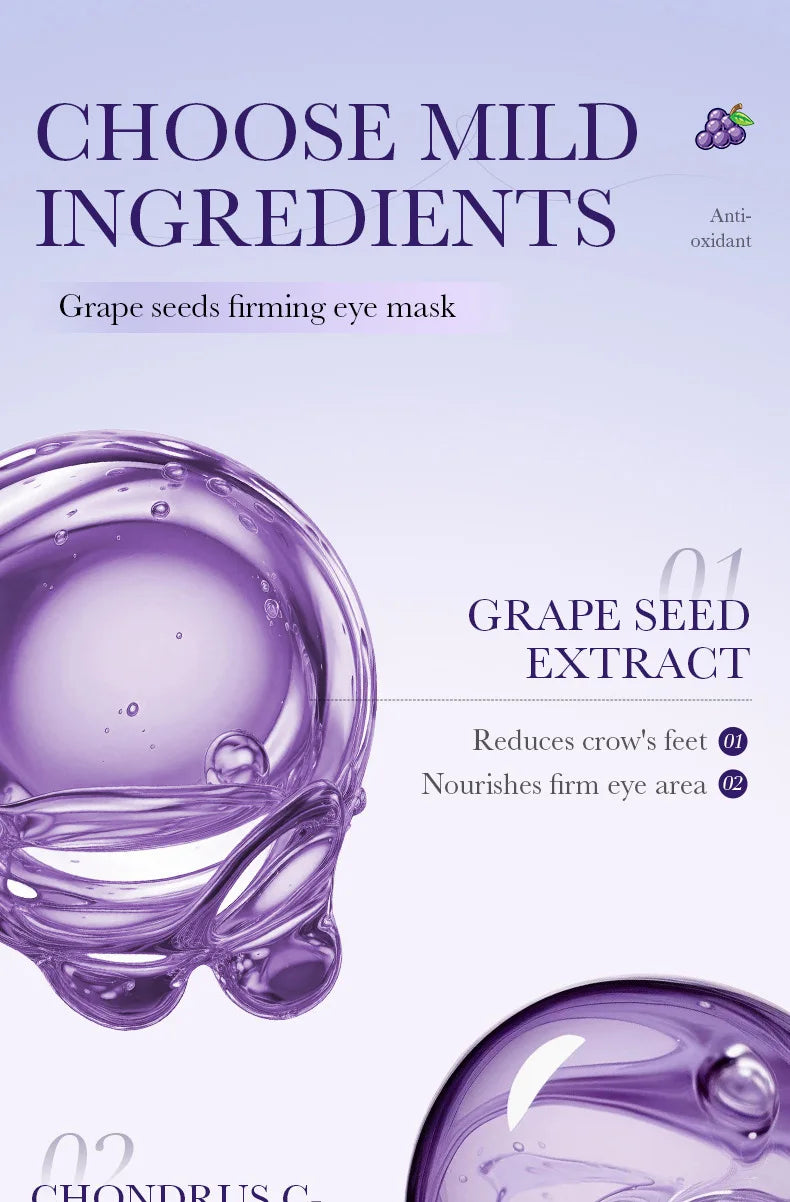 60pcs SADOER Grape Eye Mask Anti Dark Circles Removal Eyes Bags Moisturizing Firming Eye Patches Eyes Skin Care Products