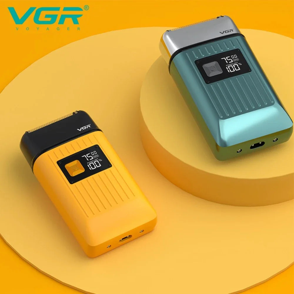 VGR Professional Hair Beard Electric Shaver For Men Beard Trimmer Wet Dry Shaving Machine Digital Display Shaver For Men V-357