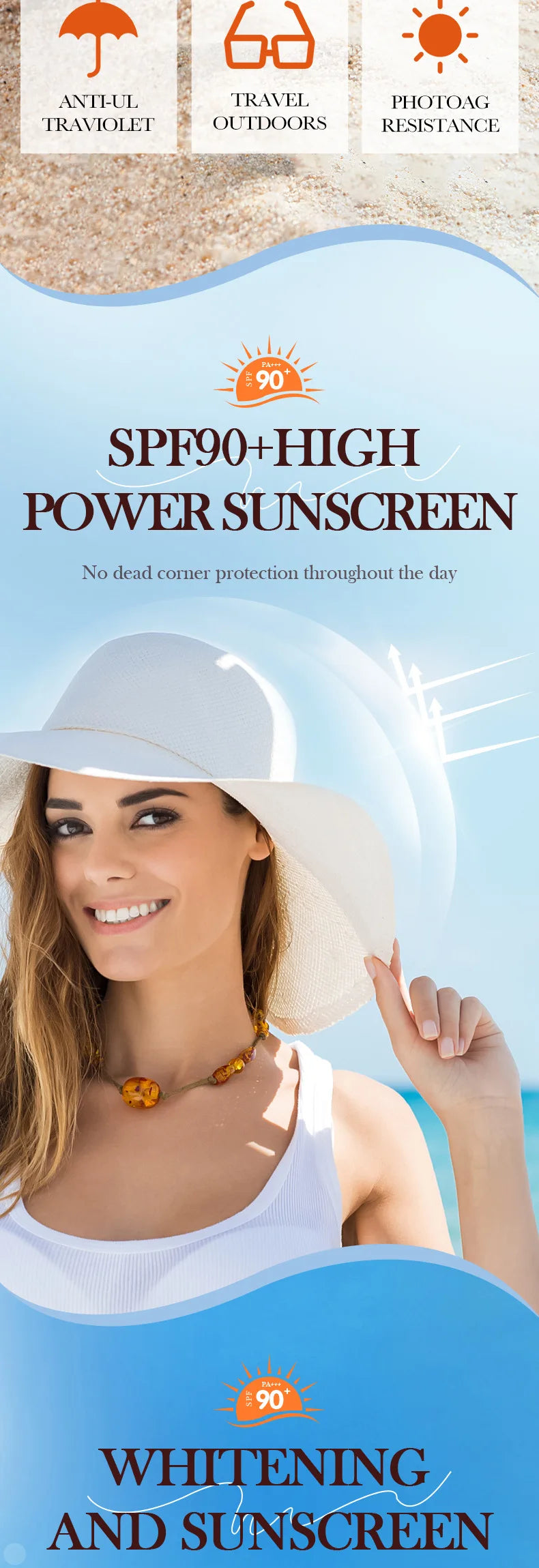 SADOER Spf 90+ Sunscreen for Face Body Sun Block Creams Solar Blocker Refreshing Non Greasy UV Resistant Facial Sunscreen