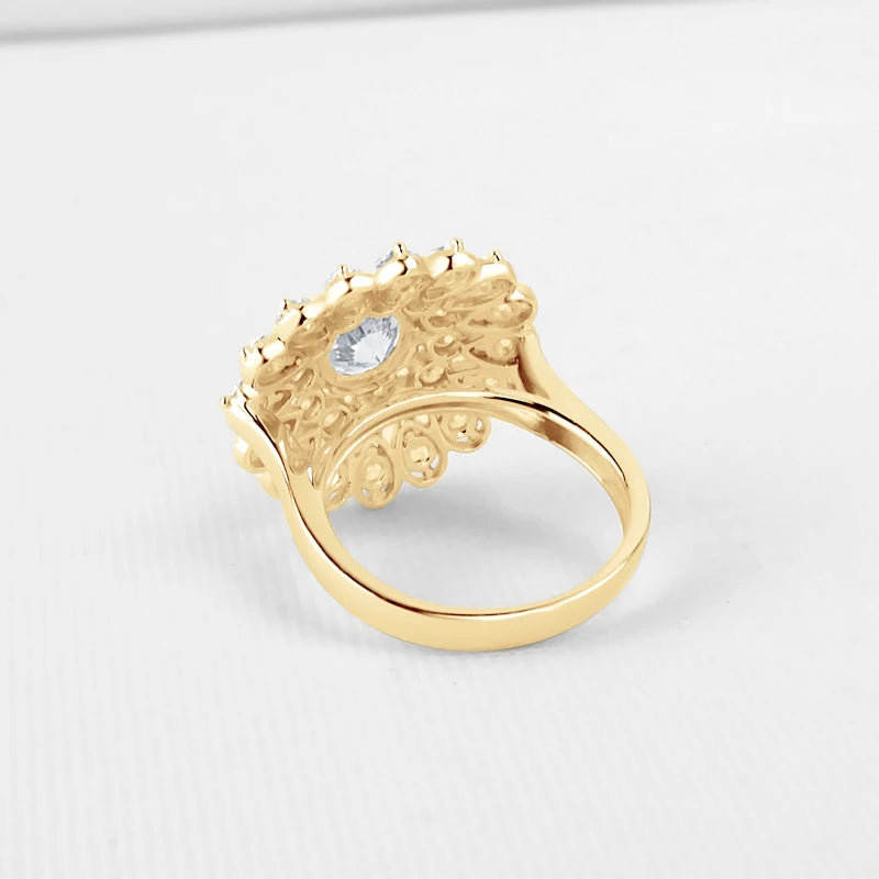 Lnngy 10K Solid Gold Finger Rings Certified Round Cut 6.5mm Moissanite Wedding Ring for Women Pave Mini Zircon Jewelry Gift
