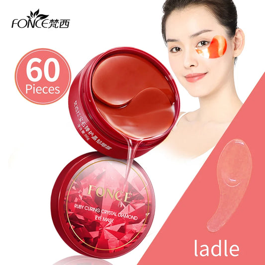 60Pieces Fonce Women's Ruby Moisturizing Eye Mask Patch, Moisturizing and Moisturizing,Easy to Absorb,Mild and Non Irritating